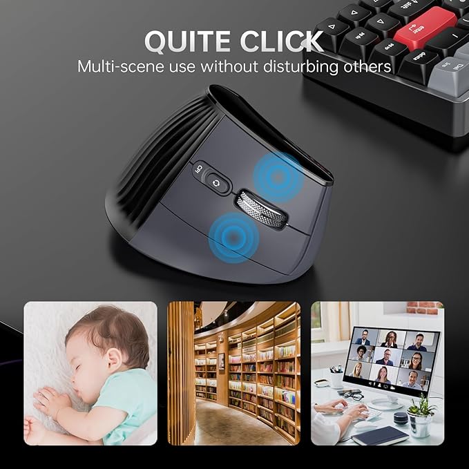 Ergonomic Vertical Mouse Wireless, Bluetooth Ultra - Fast Scrolling 4800 DPI Rechargeable Ergo Mouse, 2.4G Quiet Clicks 6 Buttons RGB Optical Mice, 3 Multi - Device Connectivity for Mac, Laptop - Black | Mice - TrueDesk
