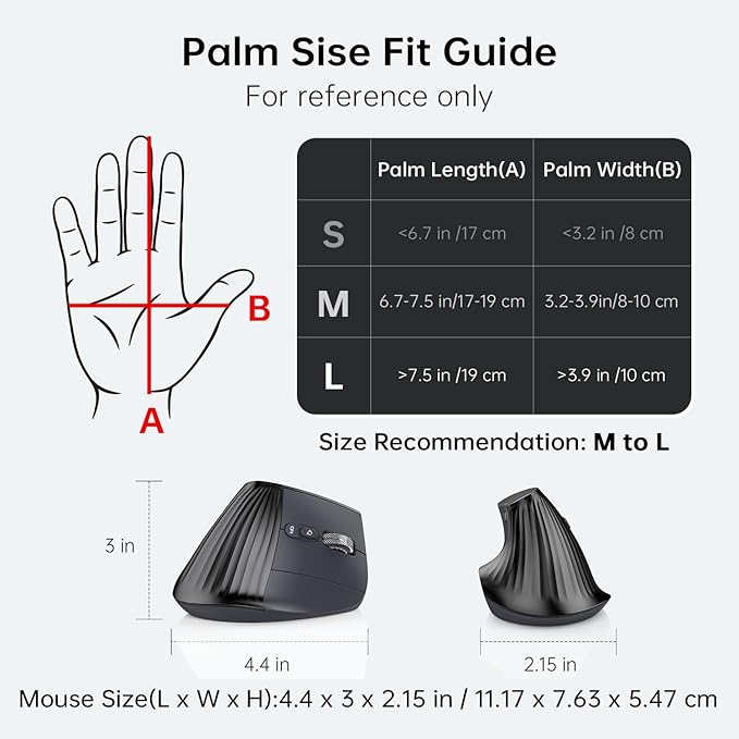 Ergonomic Vertical Mouse Wireless, Bluetooth Ultra - Fast Scrolling 4800 DPI Rechargeable Ergo Mouse, 2.4G Quiet Clicks 6 Buttons RGB Optical Mice, 3 Multi - Device Connectivity for Mac, Laptop - Black | Mice - TrueDesk