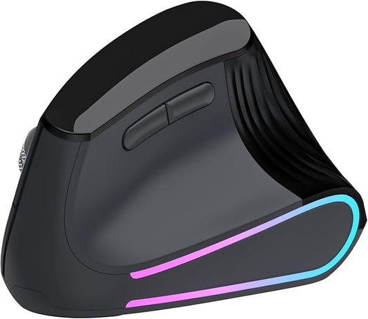 Ergonomic Vertical Mouse Wireless, Bluetooth Ultra - Fast Scrolling 4800 DPI Rechargeable Ergo Mouse, 2.4G Quiet Clicks 6 Buttons RGB Optical Mice, 3 Multi - Device Connectivity for Mac, Laptop - Black | Mice - TrueDesk