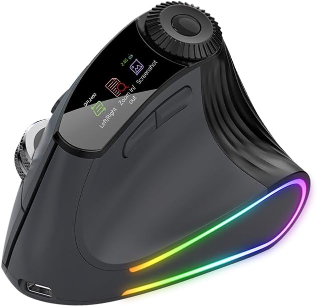 Ergonomic Vertical Mouse Wireless, Rechargeable Bluetooth Ultra - Fast Scrolling 4800 DPI Ergo Mouse, 2.4G Quiet Clicks 6 Buttons RGB Optical Mice, 3 Multi - Device Connectivity for Mac, Laptop | Mice - TrueDesk