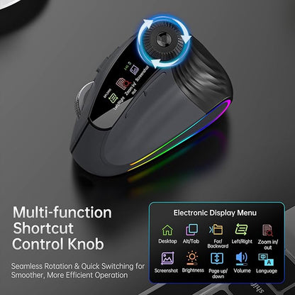 Ergonomic Vertical Mouse Wireless, Rechargeable Bluetooth Ultra - Fast Scrolling 4800 DPI Ergo Mouse, 2.4G Quiet Clicks 6 Buttons RGB Optical Mice, 3 Multi - Device Connectivity for Mac, Laptop | Mice - TrueDesk