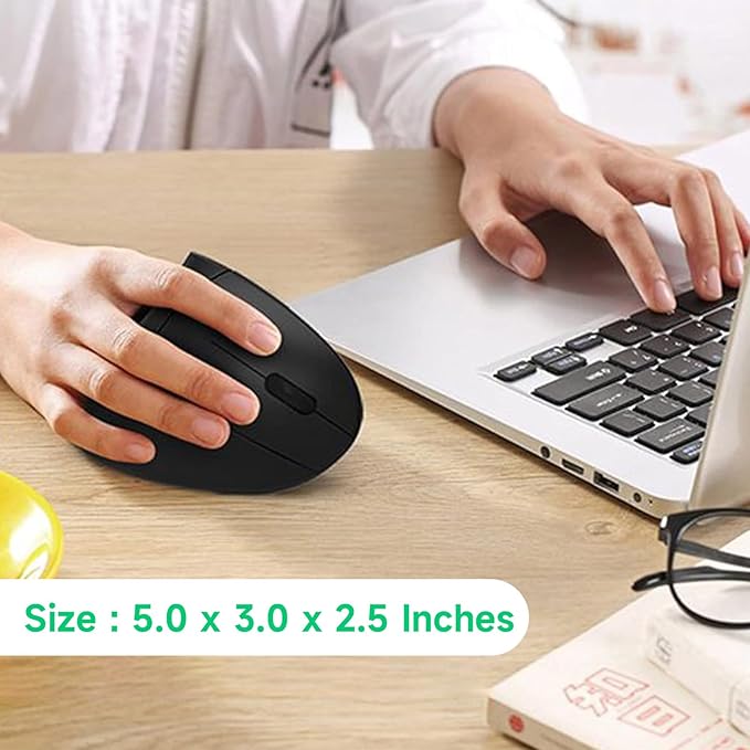 Ergonomic Vertical Wireless Mouse Stylish Rechargeable 2.4G Optical Mice Cordless Mouse with USB Receiver, 800/1200 /1600 DPI, 5 Buttons for Laptop,PC,Mac,Computer (Black) | Mice - TrueDesk