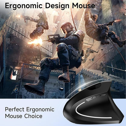 Ergonomic Vertical Wireless Mouse Stylish Rechargeable 2.4G Optical Mice Cordless Mouse with USB Receiver, 800/1200 /1600 DPI, 5 Buttons for Laptop,PC,Mac,Computer (Black) | Mice - TrueDesk
