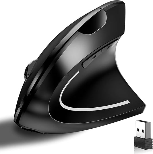 Ergonomic Vertical Wireless Mouse Stylish Rechargeable 2.4G Optical Mice Cordless Mouse with USB Receiver, 800/1200 /1600 DPI, 5 Buttons for Laptop,PC,Mac,Computer (Black) | Mice - TrueDesk