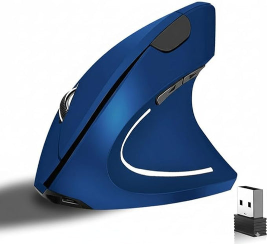 Ergonomic Vertical Wireless Mouse Stylish Rechargeable 2.4G Optical Mice Cordless Mouse with USB Receiver, 800/1200 /1600 DPI, 5 Buttons for Laptop,PC,Mac,Computer (Blue) | Mice - TrueDesk
