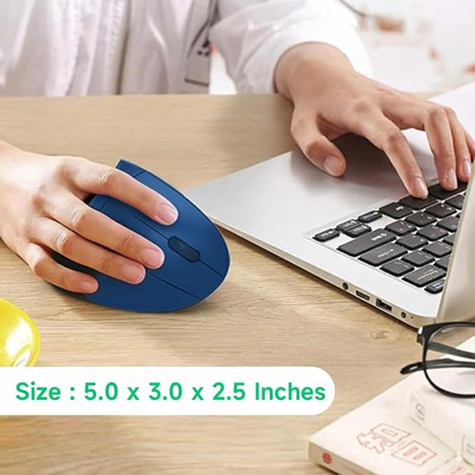 Ergonomic Vertical Wireless Mouse Stylish Rechargeable 2.4G Optical Mice Cordless Mouse with USB Receiver, 800/1200 /1600 DPI, 5 Buttons for Laptop,PC,Mac,Computer (Blue) | Mice - TrueDesk