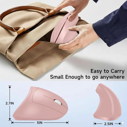Ergonomic Vertical Wireless Mouse Stylish Rechargeable 2.4G Optical Mice Cordless Mouse with USB Receiver, 800/1200 /1600 DPI, 5 Buttons for Laptop,PC,Mac,Computer (Pink) | Mice - TrueDesk