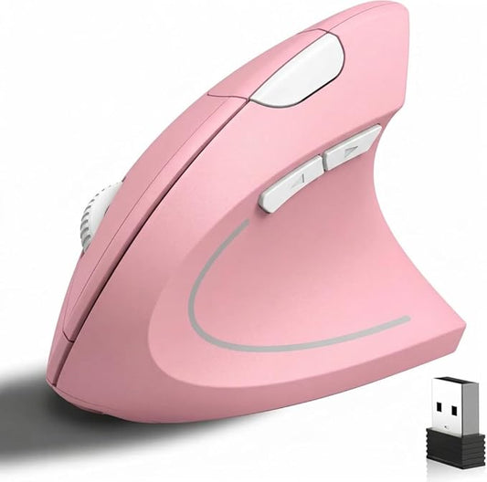 Ergonomic Vertical Wireless Mouse Stylish Rechargeable 2.4G Optical Mice Cordless Mouse with USB Receiver, 800/1200 /1600 DPI, 5 Buttons for Laptop,PC,Mac,Computer (Pink) | Mice - TrueDesk