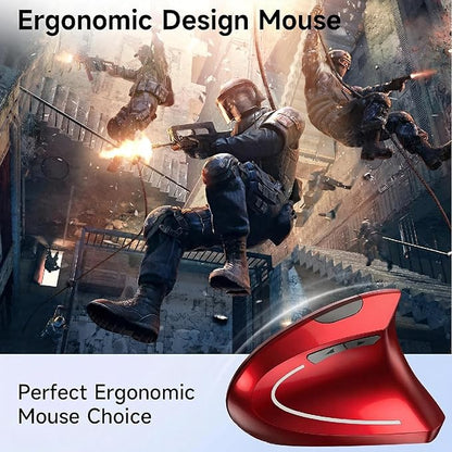 Ergonomic Vertical Wireless Mouse Stylish Rechargeable 2.4G Optical Mice Cordless Mouse with USB Receiver, 800/1200 /1600 DPI, 5 Buttons for Laptop,PC,Mac,Computer (Red) | Mice - TrueDesk