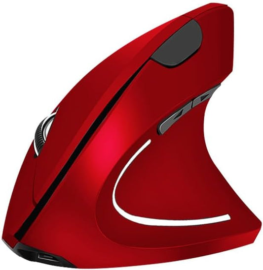 Ergonomic Vertical Wireless Mouse Stylish Rechargeable 2.4G Optical Mice Cordless Mouse with USB Receiver, 800/1200 /1600 DPI, 5 Buttons for Laptop,PC,Mac,Computer (Red) | Mice - TrueDesk