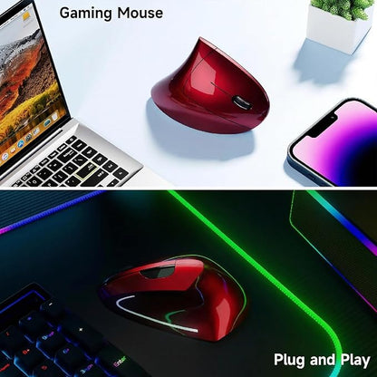 Ergonomic Vertical Wireless Mouse Stylish Rechargeable 2.4G Optical Mice Cordless Mouse with USB Receiver, 800/1200 /1600 DPI, 5 Buttons for Laptop,PC,Mac,Computer (Red) | Mice - TrueDesk