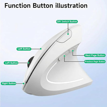 Ergonomic Vertical Wireless Mouse Stylish Rechargeable 2.4G Optical Mice Cordless Mouse with USB Receiver, 800/1200 /1600 DPI, 5 Buttons for Laptop,PC,Mac,Computer (White) | Mice - TrueDesk