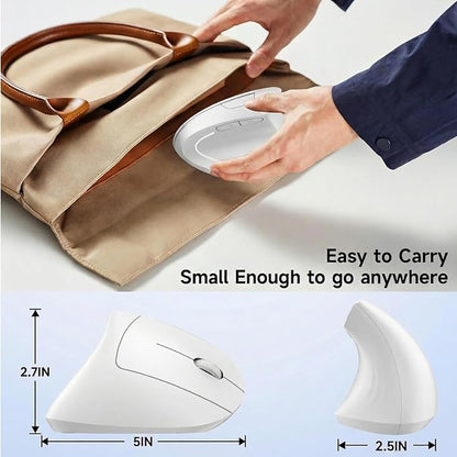Ergonomic Vertical Wireless Mouse Stylish Rechargeable 2.4G Optical Mice Cordless Mouse with USB Receiver, 800/1200 /1600 DPI, 5 Buttons for Laptop,PC,Mac,Computer (White) | Mice - TrueDesk
