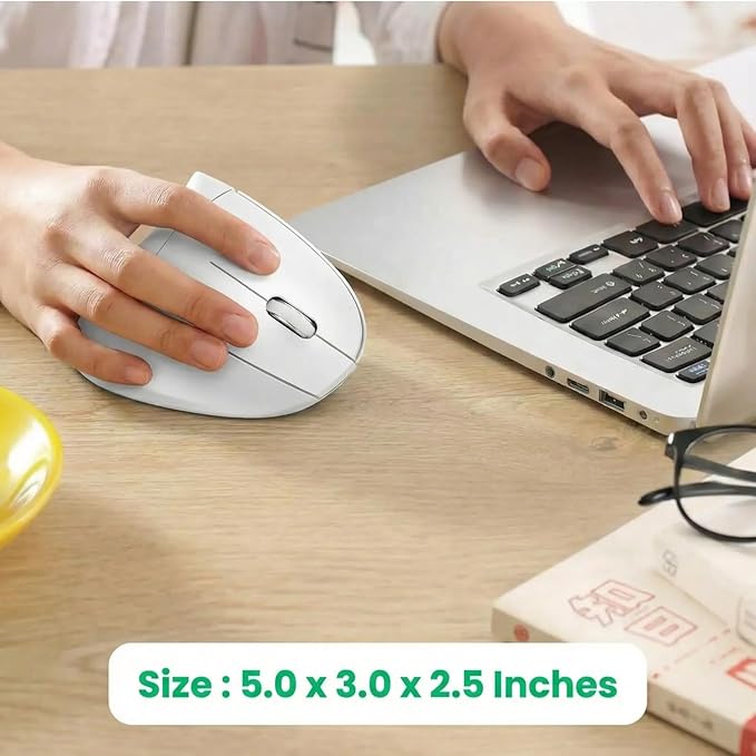 Ergonomic Vertical Wireless Mouse Stylish Rechargeable 2.4G Optical Mice Cordless Mouse with USB Receiver, 800/1200 /1600 DPI, 5 Buttons for Laptop,PC,Mac,Computer (White) | Mice - TrueDesk