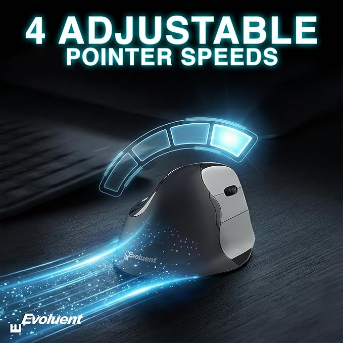 Evoluent – Inventor of The Vertical Mouse – VMC Vertical Ergonomic Mouse Wireless USB/Bluetooth Ergo Design for Right Hand M - L, Sculpted Comfort, 4 Speeds, Copy & Paste Buttons | Mice - TrueDesk