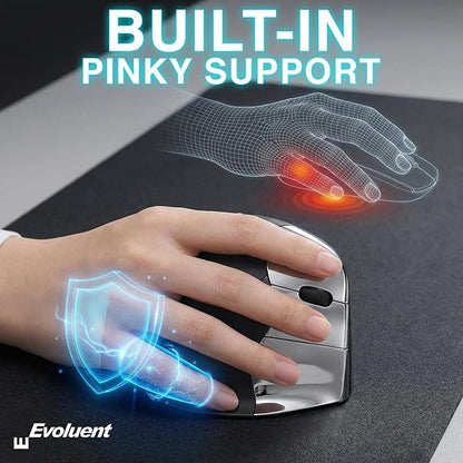 Evoluent – Inventor of The Vertical Mouse – VMC Vertical Ergonomic Mouse Wireless USB/Bluetooth Ergo Design for Right Hand M - L, Sculpted Comfort, 4 Speeds, Copy & Paste Buttons | Mice - TrueDesk