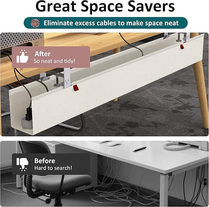 Extra Large 48" Under Desk Cable Management Tray for Standing Desk, No Drill Clamp On Wire Hider, Heavy Duty Anti - Sag Cord Organizer, Cable Tray for Studio & Dual Monitors (Beige, 47.8") | Racks Cabinets - TrueDesk