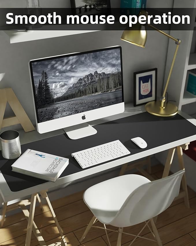 Extra Large Desk mat, Leather Desk Pad Protector,Office Desk Mat,Mouse Pad, Non - Slip Desk Blotter, Laptop Desk Pad, Waterproof Desk Writing Pad for Office&Home (Black, 55" x 17") | Desk Pads Blotters - TrueDesk