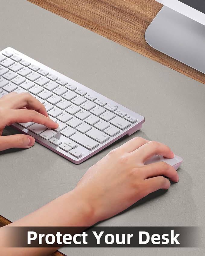 Extra Large Desk mat, Leather Desk Pad Protector,Office Desk Mat,Mouse Pad, Non - Slip Desk Blotter, Laptop Desk Pad, Waterproof Desk Writing Pad for Office&Home (Light Grye, 55" x 17") | Desk Pads Blotters - TrueDesk