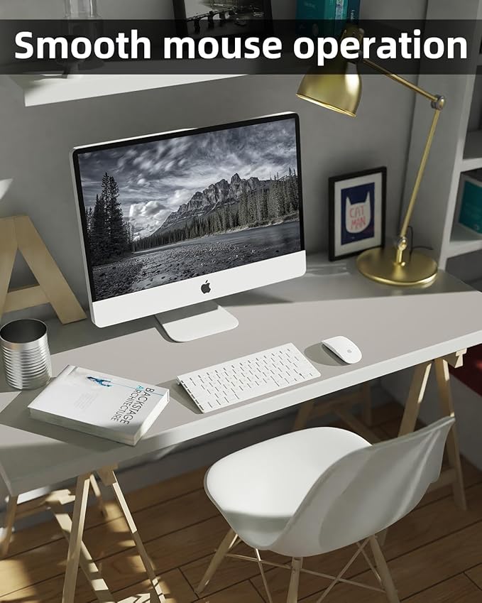 Extra Large Desk mat, Leather Desk Pad Protector,Office Desk Mat,Mouse Pad, Non - Slip Desk Blotter, Laptop Desk Pad, Waterproof Desk Writing Pad for Office&Home (Light Grye, 55" x 17") | Desk Pads Blotters - TrueDesk