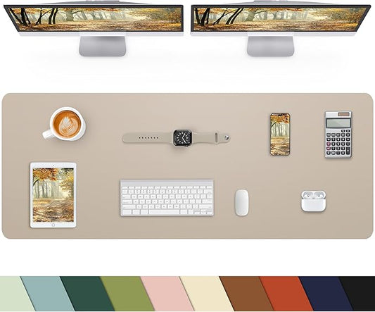 Extra Large Desk pad, Leather Desk Pad Protector,Office Desk Mat,Mouse Pad, Non - Slip Desk Blotter, Laptop Desk Pad, Waterproof Desk Writing Pad for Office&Home (Apricot, 55" x 17") | Desk Pads Blotters - TrueDesk