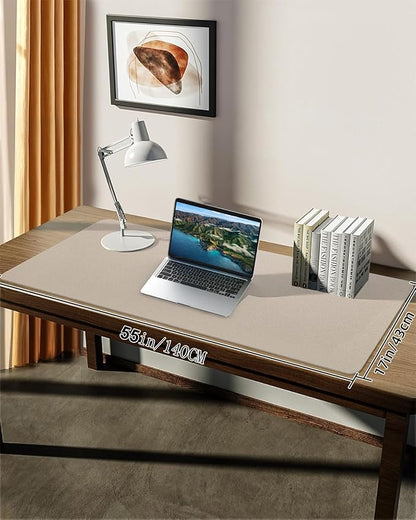 Extra Large Desk pad, Leather Desk Pad Protector,Office Desk Mat,Mouse Pad, Non - Slip Desk Blotter, Laptop Desk Pad, Waterproof Desk Writing Pad for Office&Home (Apricot, 55" x 17") | Desk Pads Blotters - TrueDesk