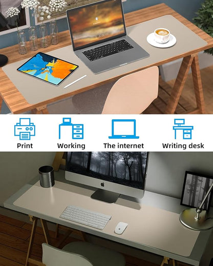 Extra Large Desk pad, Leather Desk Pad Protector,Office Desk Mat,Mouse Pad, Non - Slip Desk Blotter, Laptop Desk Pad, Waterproof Desk Writing Pad for Office&Home (Apricot, 55" x 17") | Desk Pads Blotters - TrueDesk