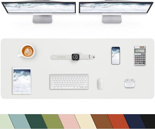 Extra Large Desk pad, Leather Desk Pad Protector,Office Desk Mat,Mouse Pad, Non - Slip Desk Blotter, Laptop Desk Pad, Waterproof Desk Writing Pad for Office&Home (Ivory White, 55" x 17") | Desk Pads Blotters - TrueDesk