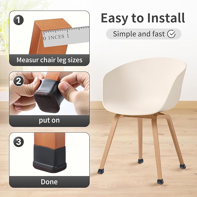 Ezprotekt 16 Pcs Rectangle Black Felt Chair Leg Floor Protectors for Hardwood Floors, Rectangle Silicone Felt Furniture Pads Caps, Table Leg Covers Cups Anti - Scratches (Fit W:0.6 - 0.8", L:0.9 - 1.3") | Furniture Pads - TrueDesk