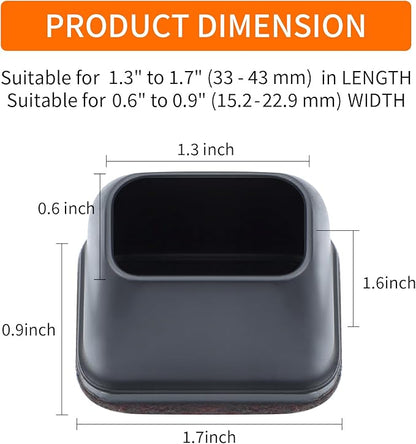 Ezprotekt 16 Pcs Rectangle Black Silicone Chair Leg Floor Protectors, Rectangle Felt Chair Leg Caps, Furniture Leg Covers Cups for Chair Table Desk, Anti - Scratches (Fit L :1.3 - 1.7", W: 0.6 - 0.9") | Furniture Pads - TrueDesk