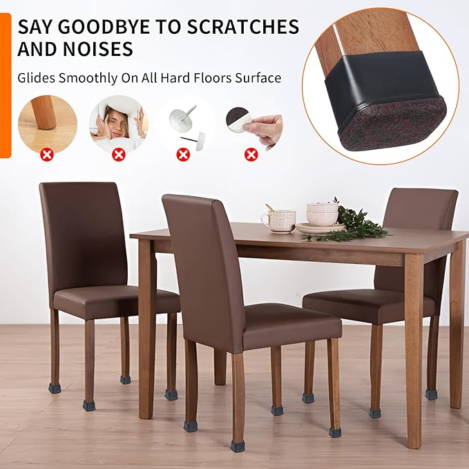 Ezprotekt 16 Pcs Rectangle Black Silicone Chair Leg Floor Protectors, Rectangle Felt Chair Leg Caps, Furniture Leg Covers Cups for Chair Table Desk, Anti - Scratches (Fit L :1.3 - 1.7", W: 0.6 - 0.9") | Furniture Pads - TrueDesk