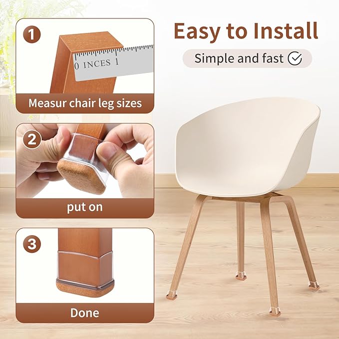 Ezprotekt 16 Pcs Rectangle Clear Felt Chair Leg Floor Protectors for Hardwood Floors, Rectangle Silicone Felt Furniture Pads Caps Covers for Chair Table Desk (Fit W :0.6 - 0.8", L: 0.9 - 1.3") | Furniture Pads - TrueDesk