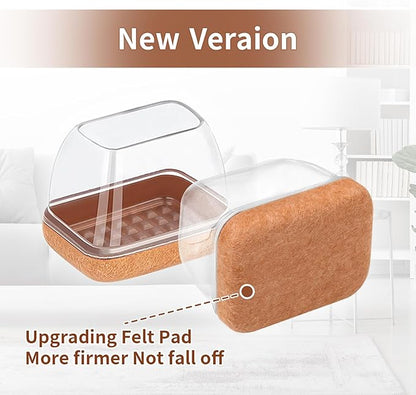 Ezprotekt 16 Pcs Rectangle Clear Felt Chair Leg Floor Protectors for Hardwood Floors, Rectangle Silicone Felt Furniture Pads Caps Covers for Chair Table Desk (Fit W :0.6 - 0.8", L: 0.9 - 1.3") | Furniture Pads - TrueDesk