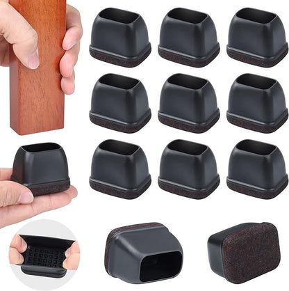 Ezprotekt 16 Pcs Rectangle Silicone Chair Leg Floor Protectors, Felt Rectangle Black Furniture Leg Cap Covers for Chair Table Desk - Anti - Scratches (Fit L :1.3 - 1.7", W: 0.9 - 1.2") | Furniture Pads - TrueDesk