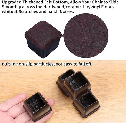 Ezprotekt 24 Pcs Black Square Chair Leg Floor Protectors with Felt, Silicone Felt Furniture Pads Cups for Hardwood Floor, Dining Table Leg Caps Covers No Scratches and Noise (M Fit: 0.75" - 1") | Furniture Pads - TrueDesk