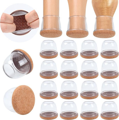 Ezprotekt 24 Pcs Extra Large Chair Leg Protectors with Felt, Round Chair Leg Caps, Floor Protectors for Chairs, Felt Furniture Pads Covers, Bar Stools Leg Protectors Cups (XL Fit: 1.4" - 1.65", Clear) | Furniture Pads - TrueDesk
