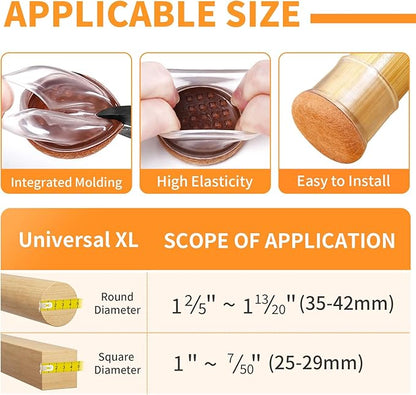 Ezprotekt 24 Pcs Extra Large Chair Leg Protectors with Felt, Round Chair Leg Caps, Floor Protectors for Chairs, Felt Furniture Pads Covers, Bar Stools Leg Protectors Cups (XL Fit: 1.4" - 1.65", Clear) | Furniture Pads - TrueDesk