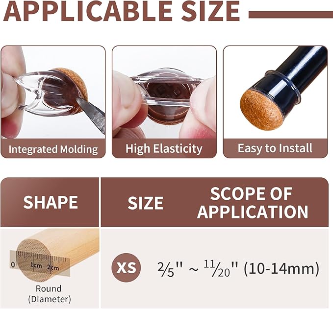 Ezprotekt 24 Pcs Extra Small Chair Leg Floor Protectors, Silicone Felt Chair Pads for Hardwood Floors, Round Chair Leg Caps, Felt Furniture Feet Covers for Dining Table, Clear (XS Fit: 2/5" - 11/20") | Furniture Pads - TrueDesk