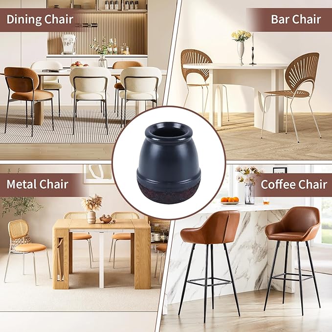 Ezprotekt 24 Pcs Extra Small Chair Leg Floor Protectors, Silicone Felt Chair Pads for Hardwood Floors, Round Chair Leg Caps, Felt Furniture Feet Covers for Dining Table, Black (XS Fit: 2/5" - 11/20") | Furniture Pads - TrueDesk
