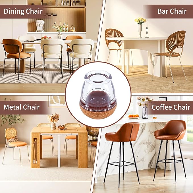 Ezprotekt 24 Pcs Extra Small Chair Leg Floor Protectors, Silicone Felt Chair Pads for Hardwood Floors, Round Chair Leg Caps, Felt Furniture Feet Covers for Dining Table, Clear (XS Fit: 2/5" - 11/20") | Furniture Pads - TrueDesk