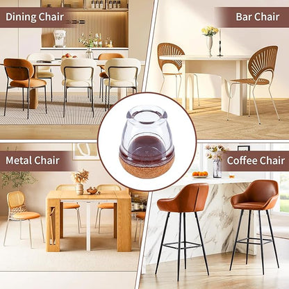 Ezprotekt 24 Pcs Extra Small Chair Leg Floor Protectors, Silicone Felt Chair Pads for Hardwood Floors, Round Chair Leg Caps, Felt Furniture Feet Covers for Dining Table, Clear (XS Fit: 2/5" - 11/20") | Furniture Pads - TrueDesk