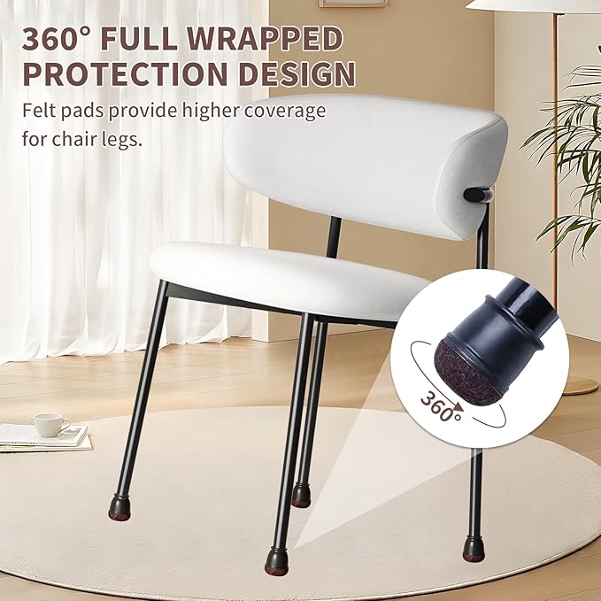 Ezprotekt 24 Pcs Extra Small Chair Leg Floor Protectors, Silicone Felt Chair Pads for Hardwood Floors, Round Chair Leg Caps, Felt Furniture Feet Covers for Dining Table, Black (XS Fit: 2/5" - 11/20") | Furniture Pads - TrueDesk