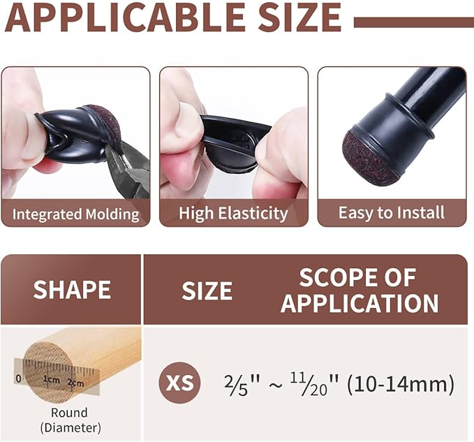 Ezprotekt 24 Pcs Extra Small Chair Leg Floor Protectors, Silicone Felt Chair Pads for Hardwood Floors, Round Chair Leg Caps, Felt Furniture Feet Covers for Dining Table, Black (XS Fit: 2/5" - 11/20") | Furniture Pads - TrueDesk