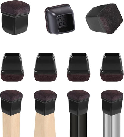 Ezprotekt 24 Pcs Extra Small Square Chair Leg Floor Protectors, Silicone Felt Furniture Pads, Dining Table Leg Caps Covers Protectors for Hardwood Floors No Scratches (S Fit: 0.55" - 0.75", Black) | Furniture Pads - TrueDesk