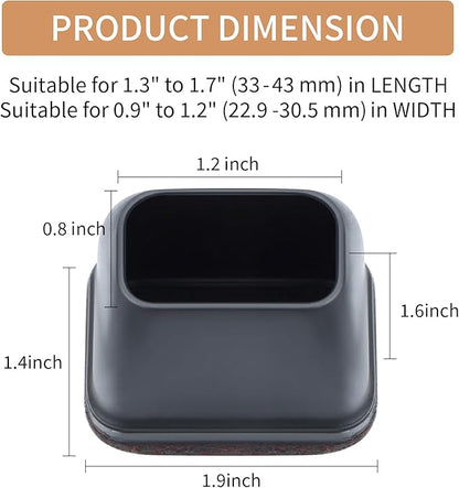 Ezprotekt 24 Pcs Rectangle Black Silicone Chair Leg Floor Protectors Caps, Rectangle Felt Chair Leg Covers Cups for Desk Chair Table - Anti - Scratches and No Noise (Fit L :1.3 - 1.7", W: 0.9 - 1.2") | Furniture Pads - TrueDesk