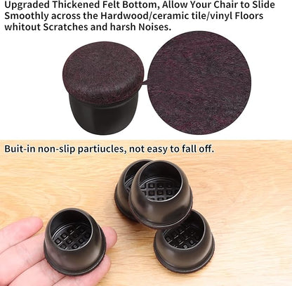 Ezprotekt 24 Pcs Round Silicone Chair Leg Floor Protectors with Felt, Floor Protectors for Chair, Felt Furniture Pads, Chair Leg Caps Cover, Bar Stool Leg Floor Protectors (L Fit: 1.1" - 1.3", Black) | Furniture Pads - TrueDesk