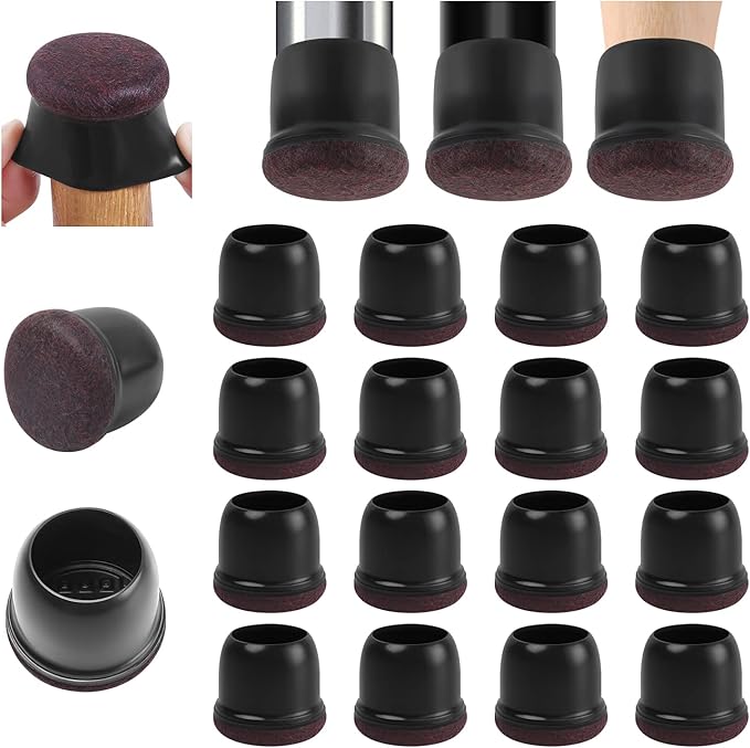 Ezprotekt 24 Pcs Round Silicone Chair Leg Floor Protectors with Felt, Floor Protectors for Chair, Felt Furniture Pads, Chair Leg Caps Cover, Bar Stool Leg Floor Protectors (L Fit: 1.1" - 1.3", Black) | Furniture Pads - TrueDesk
