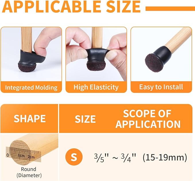 Ezprotekt 24 Pcs Small Black Silicone Chair Leg Floor Protectors for Hardwood Floor, Chair Leg Caps Cover, Felt Furniture Protectors Pads, Bar Stool Leg Protector Round (S Fit: 3/5" to 3/4", 15 - 19mm) | Furniture Pads - TrueDesk