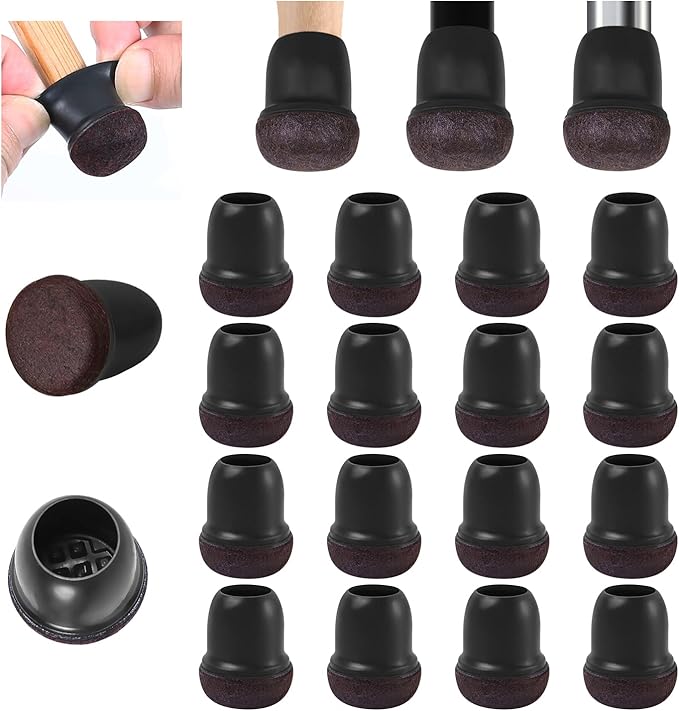 Ezprotekt 24 Pcs Small Black Silicone Chair Leg Floor Protectors for Hardwood Floor, Chair Leg Caps Cover, Felt Furniture Protectors Pads, Bar Stool Leg Protector Round (S Fit: 3/5" to 3/4", 15 - 19mm) | Furniture Pads - TrueDesk