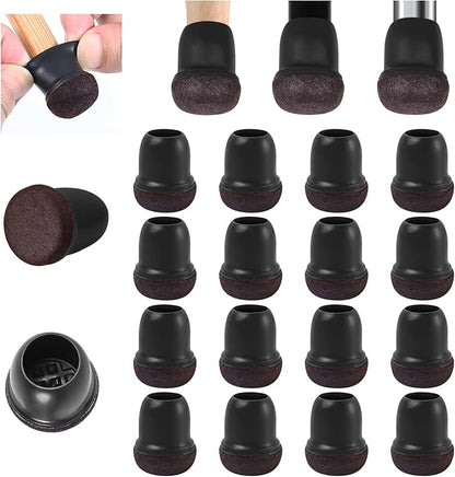 Ezprotekt 24 Pcs Small Black Silicone Chair Leg Floor Protectors for Hardwood Floor, Chair Leg Caps Cover, Felt Furniture Protectors Pads, Bar Stool Leg Protector Round (S Fit: 3/5" to 3/4", 15 - 19mm) | Furniture Pads - TrueDesk